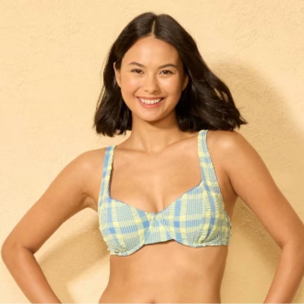 Wild Fable Yellow and Blue Plaid Underwire Bra